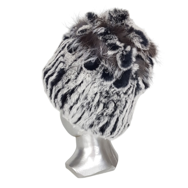 Луксозна шапка от естествен косъм на чинчила и лисица- Tera 11555