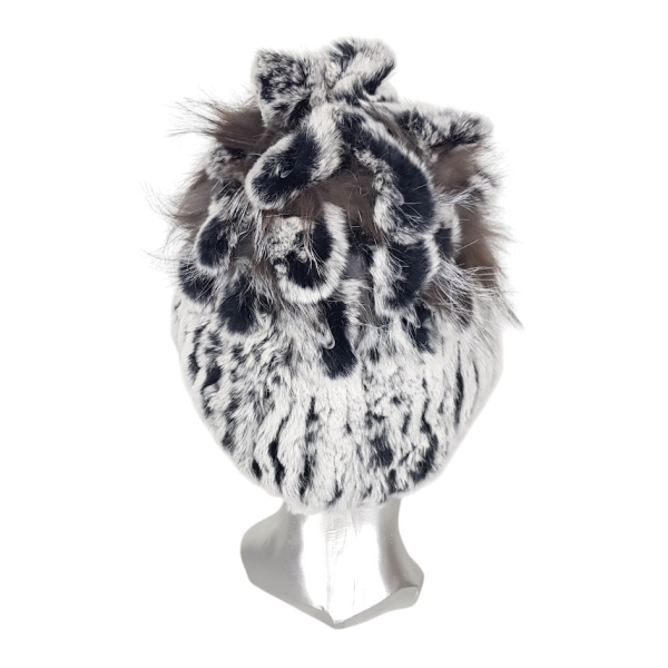 Луксозна шапка от естествен косъм на чинчила и лисица- Tera 11555