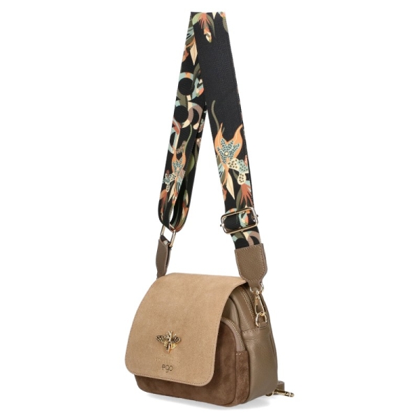 Чанта от естествена кожа с две отделения- EGO Beige 11584