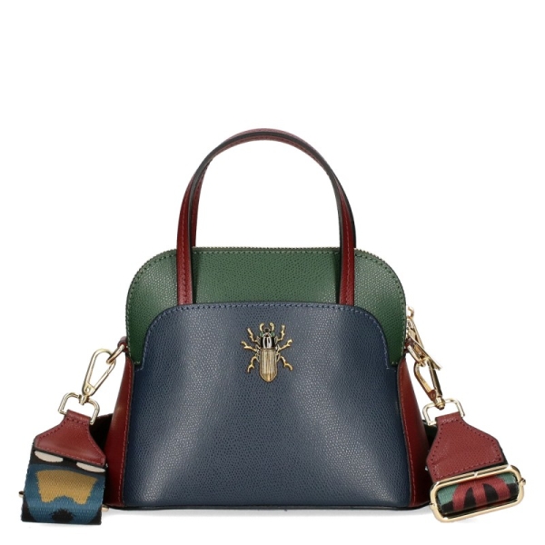 Синя чанта от естествена кожа с две лица- EGO Blue 11588