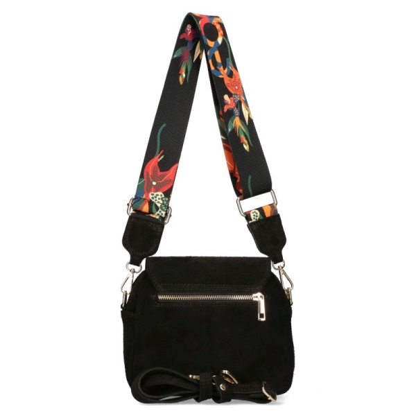 Черна чанта от естествен велур с дълга дръжка- EGO 11425