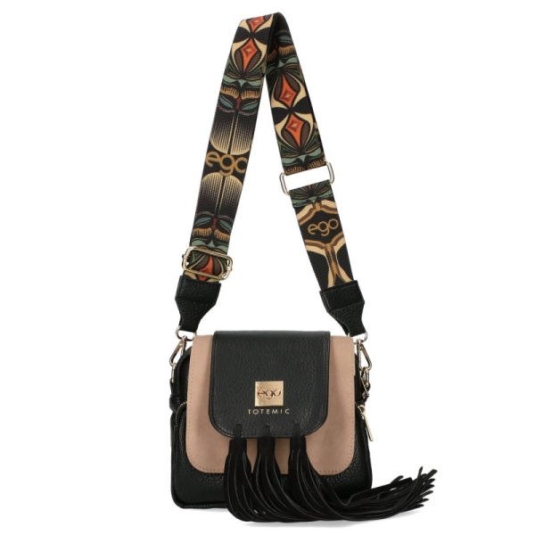 Бежова чанта с два капака и ресни- EGO Totemic 11609