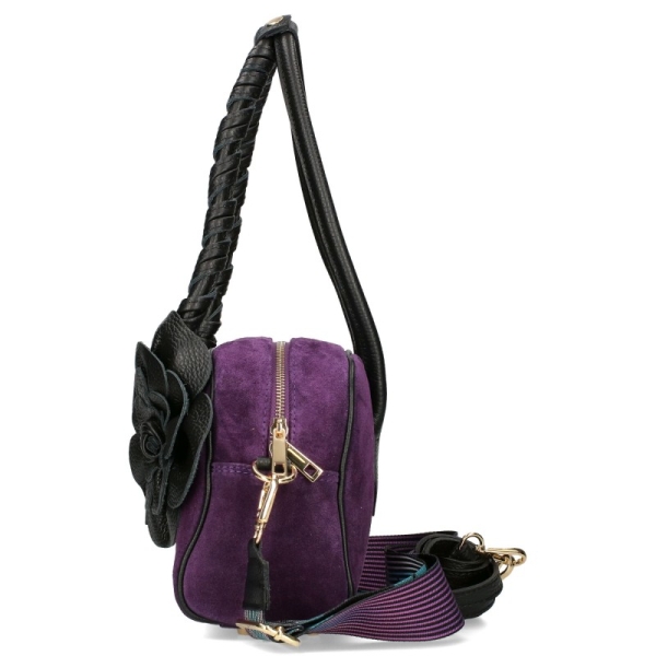 Лилава чанта от естествен велур с цвете- EGO 11611