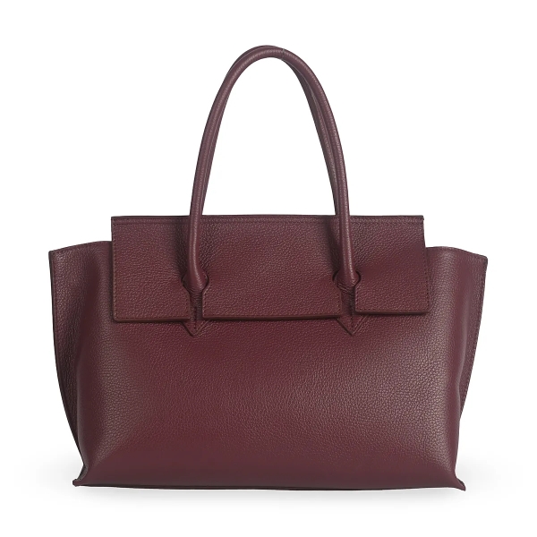 Чанта от естествена кожа цвят бордо с преграда- Steisi Burgundy 11616