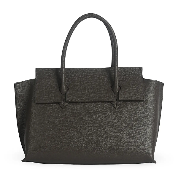 Тъмно кафява чанта от естествена кожа с преграда- Steisi Broun 11617