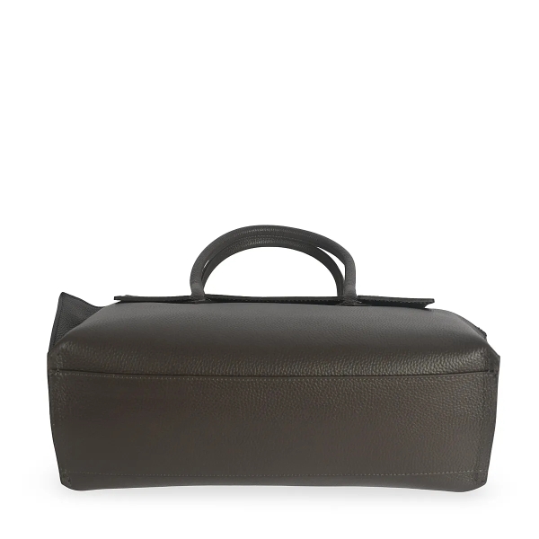 Тъмно кафява чанта от естествена кожа с преграда- Steisi Broun 11617