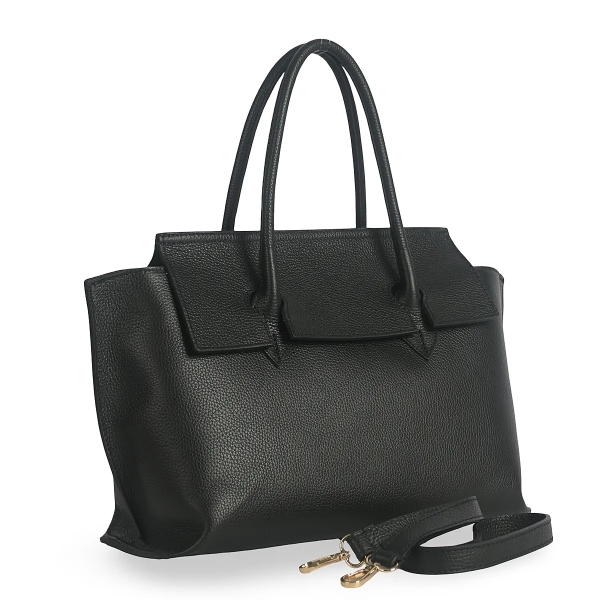 Тъмно кафява чанта от естествена кожа с преграда- Steisi Broun 11617