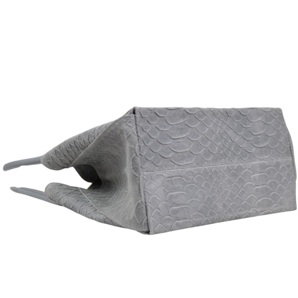 Сива дамска чанта от естествена кожа с дълги дръжки за рамо- Frea Grey 11528