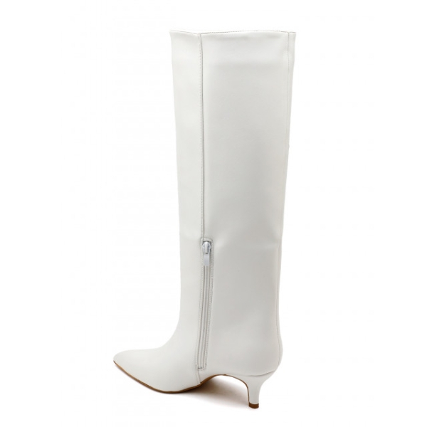 Елегантни бели ботуши на тънък ток- Sindi White 11622