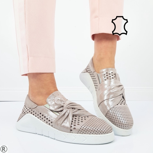 Обувки в цвят пепел от рози от естествена кожа- Morgan 10189