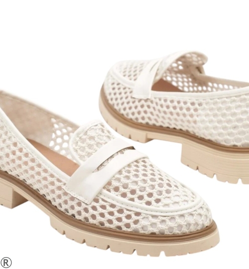 Бели плетени мокасини - Amanda White 10362