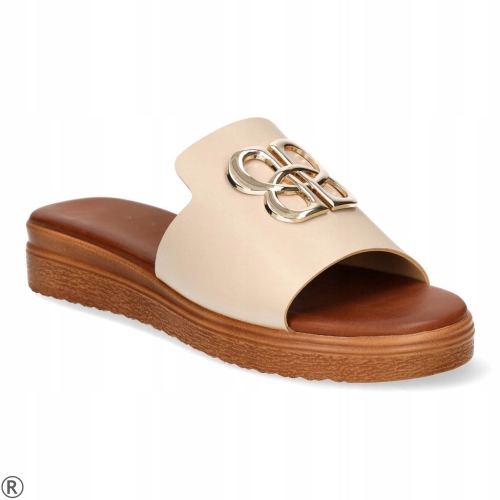 Бежови равни чехли- Greta Beige 10377