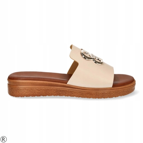 Бежови равни чехли- Greta Beige 10377