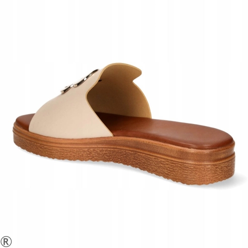 Бежови равни чехли- Greta Beige 10377