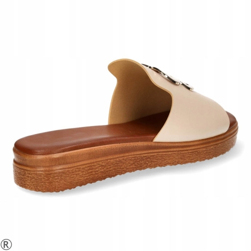 Бежови равни чехли- Greta Beige 10377