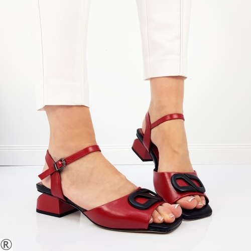 Червени дамски сандали на ток- Eliza Bulgaria 10378