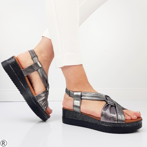 Сандали от естествена кожа на платформа- Erin 10379