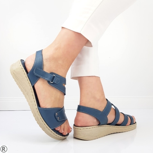 Сандали от естествена кожа в син цвят- Klara Blue 10380