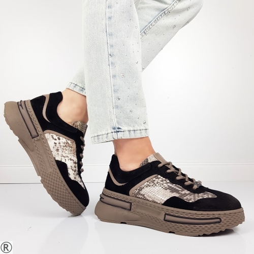 Маратонки от естествен велур и кожа- Sidni 10383