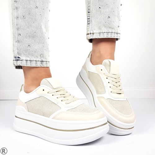 Дамски кецове на платформа- Melinda Beige 10384