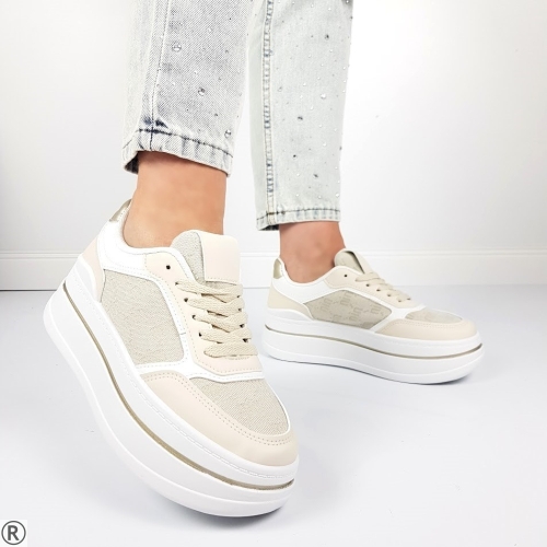 Дамски кецове на платформа- Melinda Beige 10384