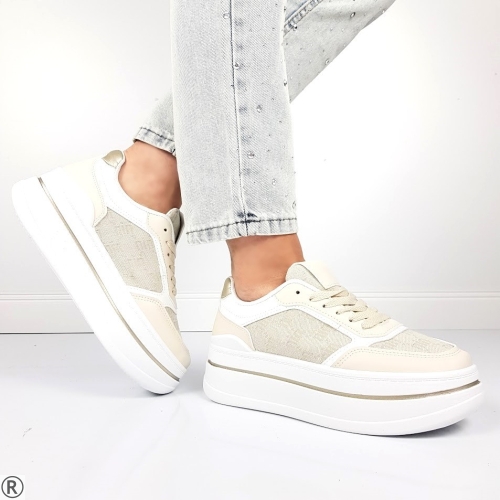 Дамски кецове на платформа- Melinda Beige 10384