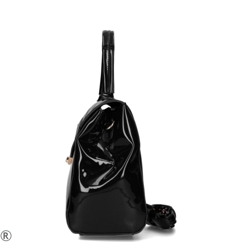 Голяма черна лачена чанта с капак- HERISSON 10423