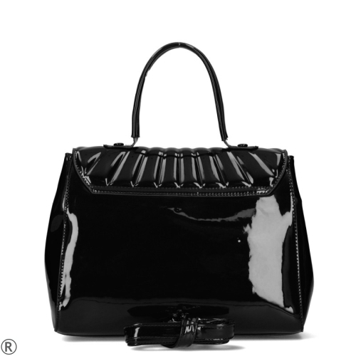 Голяма черна лачена чанта с капак- HERISSON 10423