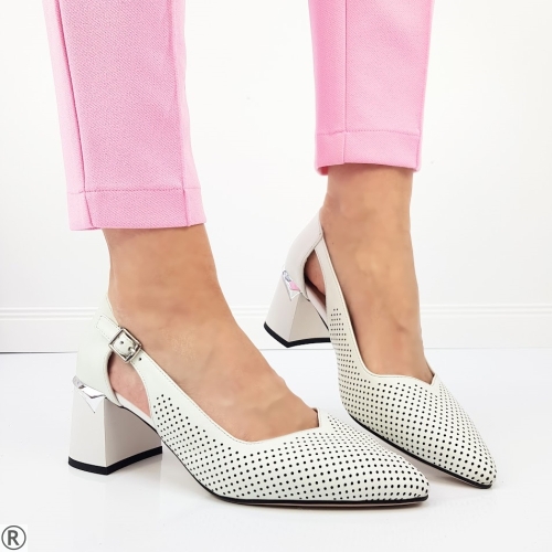 Бели елегантни обувки от естествена кожа- Eliza Bulgaria 10336