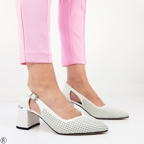 Бели елегантни обувки от естествена кожа- Eliza Bulgaria 10336