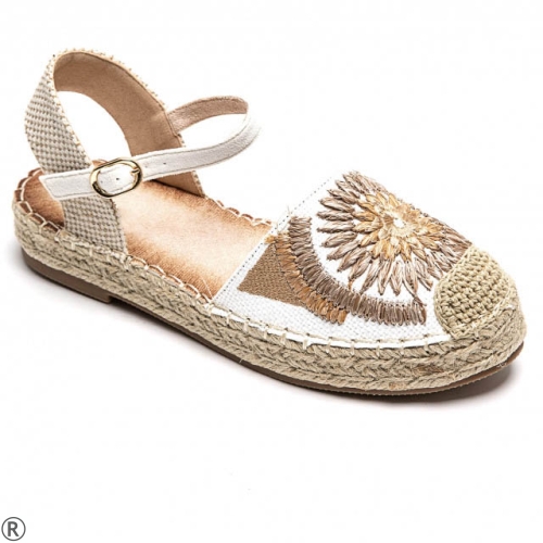 Бели равни еспадрили с цвете- Steisi White 10438