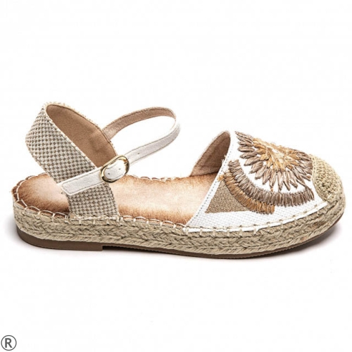 Бели равни еспадрили с цвете- Steisi White 10438