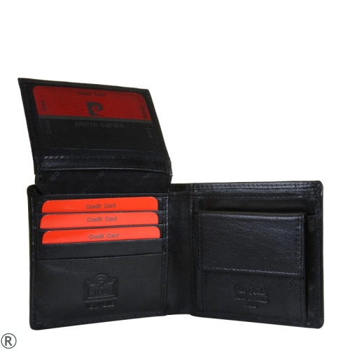 Мъжки черен кожен портфейл- Pierre Cardin 10453