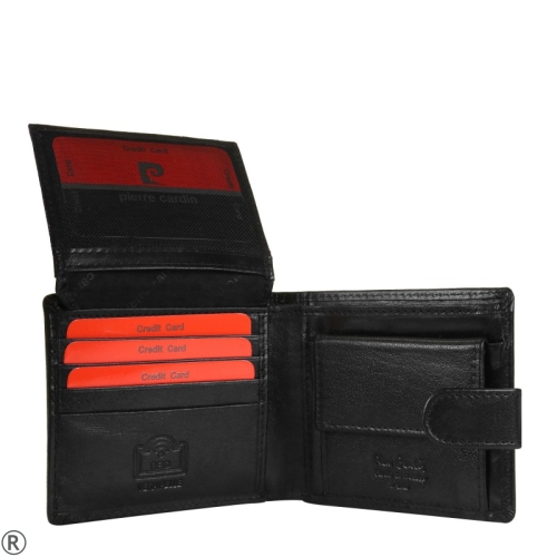 Черен мъжки портфейл от естествена кожа- Pierre Cardin 10454