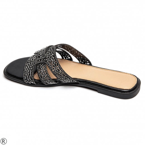 Черни равни чехли- Steisi Black 10521