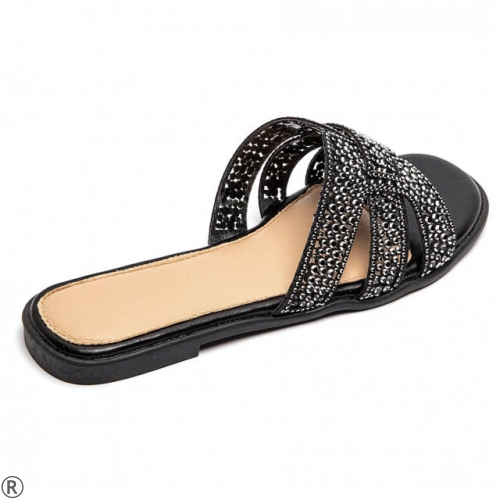 Черни равни чехли- Steisi Black 10521