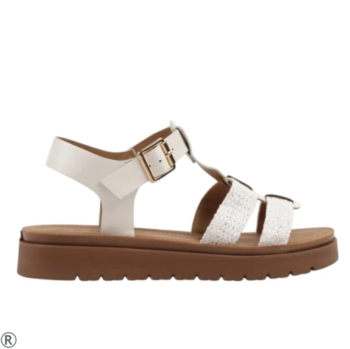 Бели дамски сандали на равна платформа- Steisi White 10523