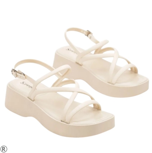 Бели сандали на платформа- Morgan White 10526