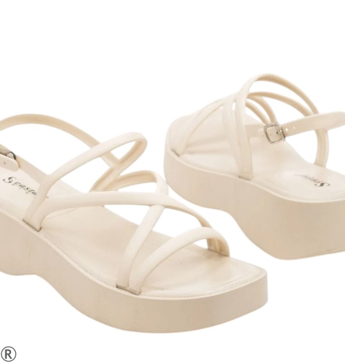 Бели сандали на платформа- Morgan White 10526