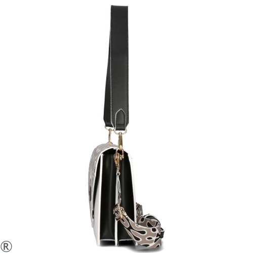 Стилна чанта от естествена кожа с цветен капак- EGO White 10536