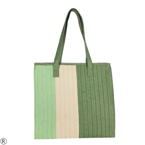 Голяма плетена чанта в зелен цвят- Klaudia Green 10557