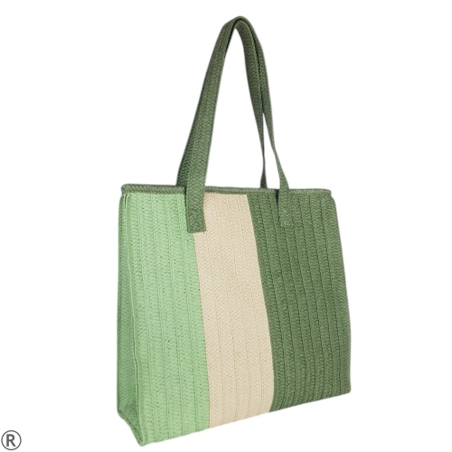 Голяма плетена чанта в зелен цвят- Klaudia Green 10557