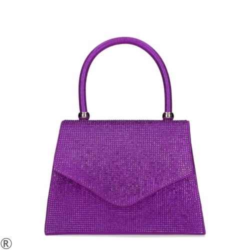 Дамски елегантни обувки на тънък ток в лилав цвят с камъни- Crystal Purple