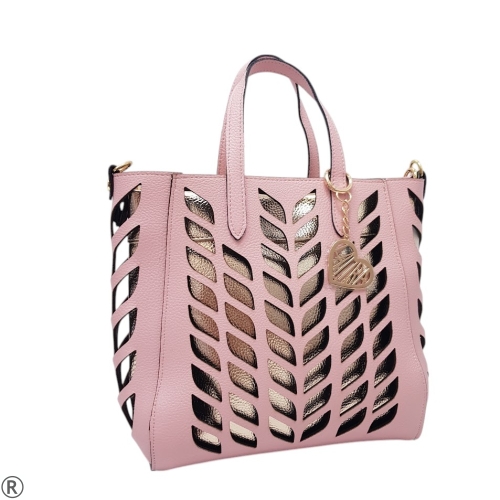 Розова чанта две в едно лазерно рязана- Laura Biaggi Pink 10583