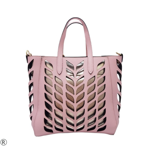 Розова чанта две в едно лазерно рязана- Laura Biaggi Pink 10583