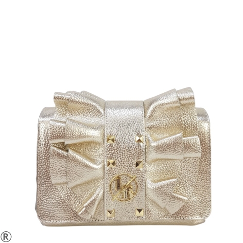 Златна дамска чанта от естествена кожа- Laura Biaggi Gold 10587