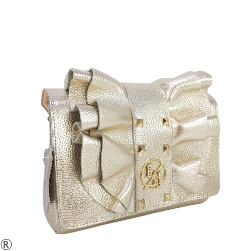 Златна дамска чанта от естествена кожа- Laura Biaggi Gold 10587