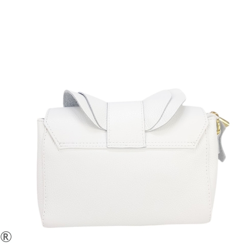 Бяла дамска чанта от естествена кожа- Laura Biaggi White 10588