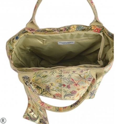 Златиста дамска чанта от естествена кожа- Vera Gold 10610