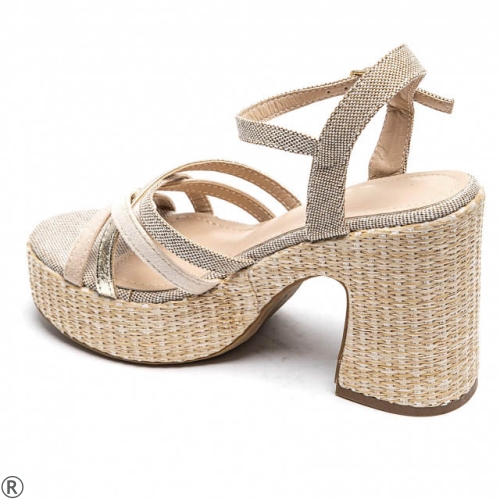 Бежови сандали на ток и платформа- Izabel Beige 10652